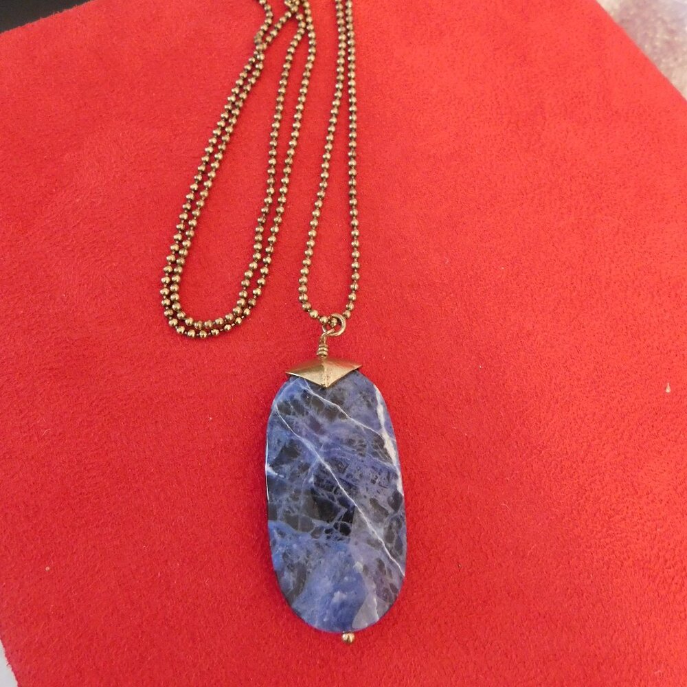 Ladies Pilgrim Blue Marble Stone Necklace